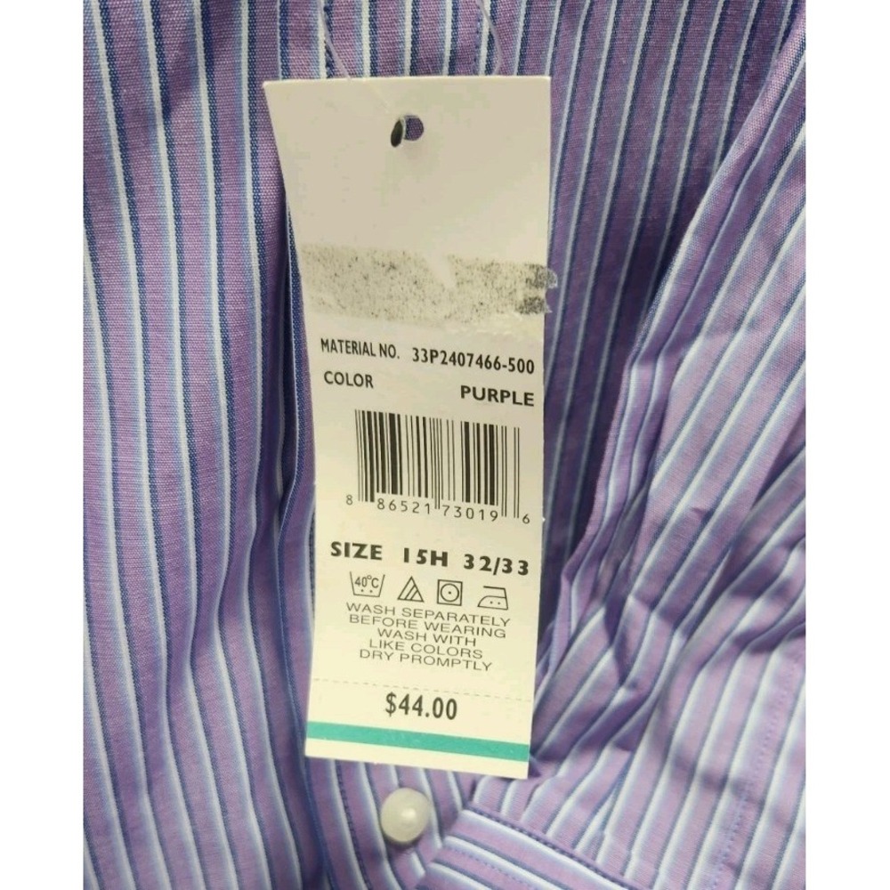 NWT U.S Polo Assn. Men's Button Up Dress Shirt 15/32 Purple Shirt, Summer - Picture 5 of 7